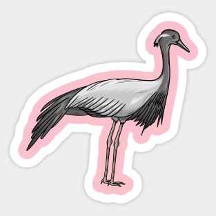 Demoiselle crane bird cartoon illustration Sticker